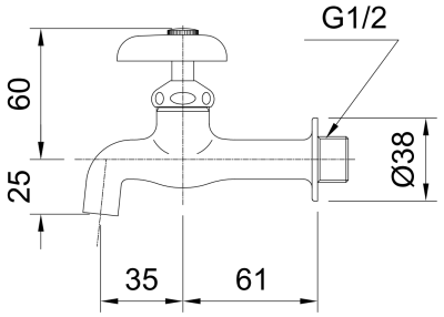 T23B13 ก๊อกเดี่ยวติดผนัง
