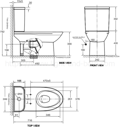TF-2630SCNF-WT-0 (CL26305-6DACTSTNF) สุขภัณฑ์ แบบสองชิ้น 3/4.2 ลิตร รุ่น NEO MODERN