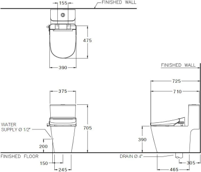 C103327(CV4) สุขภัณฑ์ แบบชิ้นเดียว 3/4.5 ลิตร รุ่น SIMPLY CONNECT