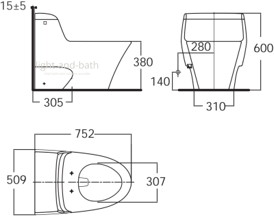 TF-2041EB3-WT-0 (CL20415-6DACTEB3) สุขภัณฑ์ แบบชิ้นเดียว 3/4.2 ลิตร รุ่น MILANO+EB-NB07SR1
