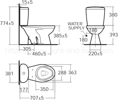 TF-2696SCDW-WT-0 สุขภัณฑ์ แบบสองชิ้น 3/4.5 ลิตร รุ่น WINSTON II