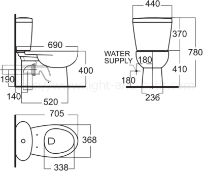 TF-2791HW-WT-0 (CL27910-6DAWDPT) สุขภัณฑ์ แบบสองชิ้น 3/4.5 ลิตร รุ่น NEW CODIE-P