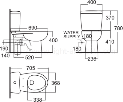 TF-2793HW-WT-0 (CL27930-6DAWDPT) สุขภัณฑ์ แบบสองชิ้น 3/4.5 ลิตร รุ่น NEW SIBIA-P
