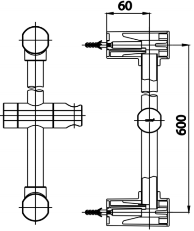 CT709(HM) ราวแขวนฝักบัวปรับระดับยาว 60 ซม.