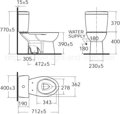 TF-2893SCW-WT-0 (CL28935-6DAWDST) สุขภัณฑ์ แบบสองชิ้น 3/4.5 ลิตร รุ่น HALO