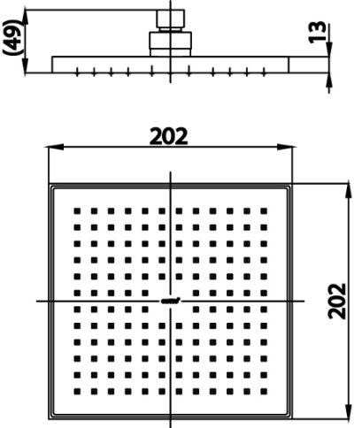 Z95V หัวฝักบัวก้านแข็งขนาด 8 นิ้ว