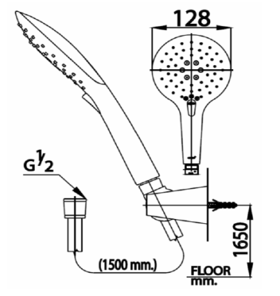 Z88(HM) ฝักบัวพร้อมสาย 3 ฟังก์ชั่น (ปุ่มกดเปลี่ยนฟังก์ชั่น)