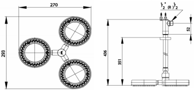 Z73C ฝักบัวก้านแข็งแบบ 3 วง ชนิดติดเพดาน