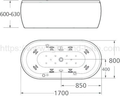 TF-70191100-WT อ่างอาบน้ำวน+หมอน รุ่น ACACIA 1700