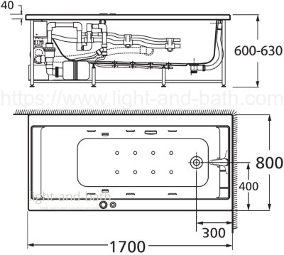 TF-70022100-WT อ่างอาบน้ำวน+อัดอากาศ+หมอน รุ่น PLAZA-S