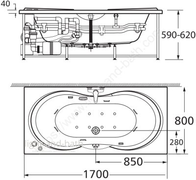 TF-70031100-WT อ่างอาบน้ำวน+หมอน รุ่น MELLOW