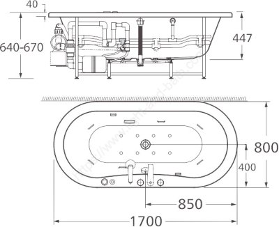 TF-70061100-WTA อ่างอาบน้ำวน+หมอน รุ่น ACACIA