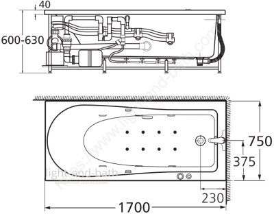 TF-70091100-WTA อ่างอาบน้ำวน+หมอน รุ่น TONIC