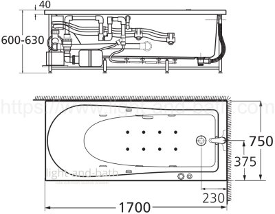 TF-70092100-WTA อ่างอาบน้ำวน+อัดอากาศ+หมอน รุ่น TONIC