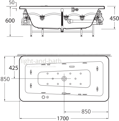 TF-70141100-WT อ่างอาบน้ำวน+หมอน รุ่น IMAGINE 1700