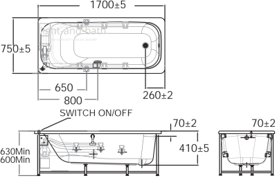 TF-70270P-WT อ่างอาบน้ำธรรมดา รุ่น ACTIVE