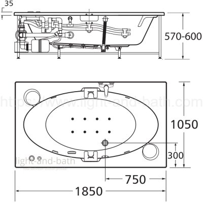 TF-7210100-WT อ่างอาบน้ำวน รุ่น NAGOYA