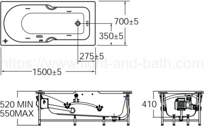 TF-7240100-WT อ่างอาบน้ำวน รุ่น STUDIO