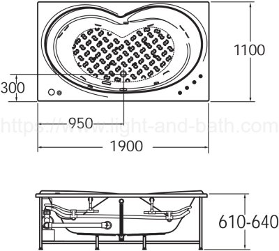 TF-7282-WT อ่างอาบน้ำวน+อัดอากาศ+หมอน รุ่น SAVONA