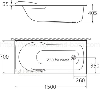 TF-8170-WT อ่างอาบน้ำธรรมดา รุ่น LUSSO