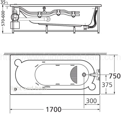 TF-8250100-WT อ่างอาบน้ำวน รุ่น SATURN-L