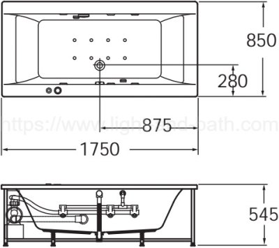 TF-8292-WT อ่างอาบน้ำวน+อัดอากาศ+หมอน รุ่น PLAZA