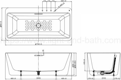 TI-BTAS6719-032ASX อ่างอาบน้ำพร้อมสะดือ POP-UP รุ่น ACACIA EVOLUTION***ไม่เจาะรูก๊อก