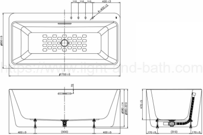 TI-BTAS6719-602ASX อ่างอาบน้ำพร้อมสะดือ POP-UP รุ่น ACACIA EVOLUTION