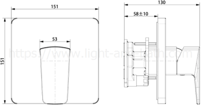 A-6922-500B ก๊อกผสมยืนอาบ แบบฝังผนังรุ่น VENTUNO