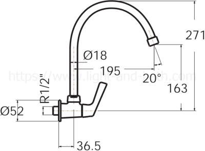 FFAST607-5T1500BT0 ก๊อกน้ำเย็นอ่างล้างจาน แบบติดผนัง รุ่น WINSTON
