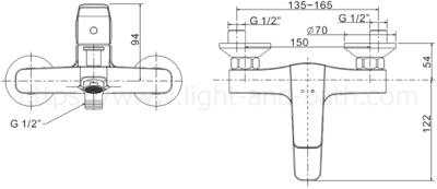 A-0411-200 ก๊อกผสมอ่างอาบน้ำ แบบติดผนัง พร้อมชุดฝักบัว รุ่น CONCEPT SQUARE