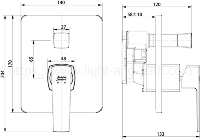 A-0621-400 ก๊อกผสมอ่างอาบน้ำ แบบฝังกำแพง ไม่รวมชุดฝักบัว รุ่น NOBILE