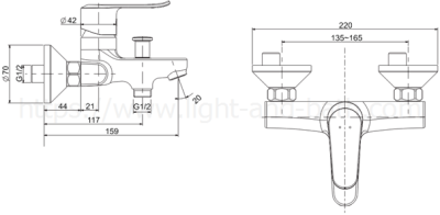 A-0711-200 ก๊อกผสมอ่างอาบน้ำ แบบติดผนัง พร้อมชุดฝักบัว รุ่น NEO MODERN