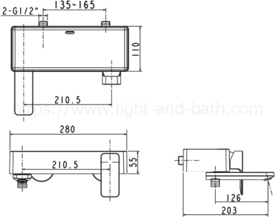 A-1311-200B ก๊อกผสมอ่างอาบน้ำ แบบติดผนัง ไม่รวมชุดฝักบัวสายอ่อน รุ่น ACACIA EVOLUTION