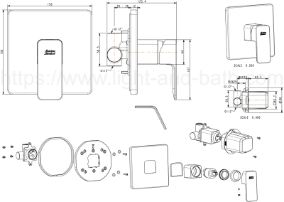 A-1336-10 ก๊อกน้ำเย็นยืนอาบ แบบฝังผนัง รุ่น ACACIA EVOLUTION MONO