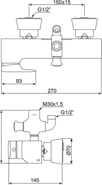 A-1912-711-310B ก๊อกผสมยืนอาบ สำหรับชุดฝักบัวเรนชาวเวอร์ รุ่น MOMENT
