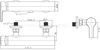 A-3912-701-50 ก๊อกผสมยืนอาบ แบบติดผนัง พร้อมชุดฝักบัวสายอ่อน รุ่น ACTIVE