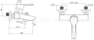 A-3913-200 ก๊อกผสมอ่างอาบน้ำ แบบติดผนัง พร้อมชุดฝักบัว รุ่น ACTIVE II
