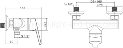 A-3915-300 ก๊อกผสมยืนอาบ แบบติดผนัง พร้อมชุดฝักบัว รุ่น ACTIVE II