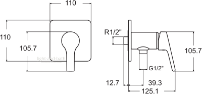 A-3926-10 ก๊อกน้ำเย็นยืนอาบแบบฝังผนัง (เฉพาะวาล์ว) รุ่น ACTIVE II MONO