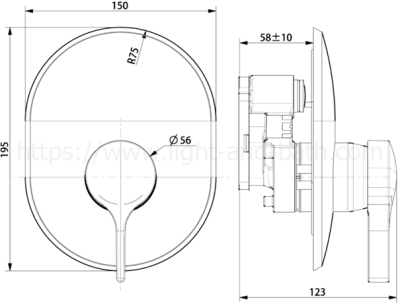 A-6822-500 ก๊อกผสมยืนอาบ แบบฝังกำแพง รุ่น IDS