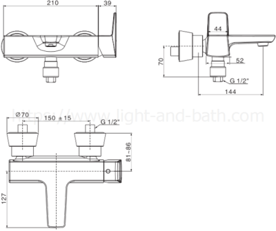 A-6911-200B ก๊อกผสมอ่างอาบน้ำ ไม่รวมชุดฝักบัว รุ่น VENTUNO