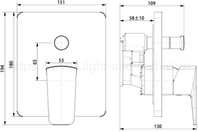 A-6921-400B ก๊อกผสมอ่างอาบน้ำ แบบฝังผนัง รุ่น VENTUNO