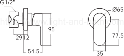 A-J52-10 ก๊อกน้ำเย็นยืนอาบ แบบฝังผนัง รุ่น ARC