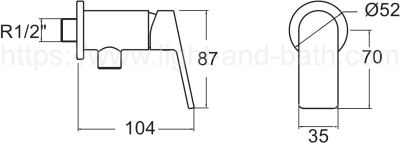 A-J54-10 ก๊อกน้ำเย็นยืนอาบ แบบติดผนัง รุ่น LIFT