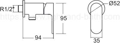 A-J56-10 ก๊อกน้ำเย็นยืนอาบ แบบติดผนัง รุ่น ARC