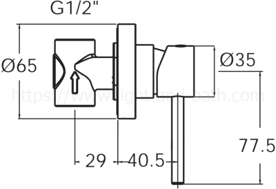 A-TJ61-10 ก๊อกน้ำเย็นยืนอาบ แบบฝังผนัง รุ่น TUBO