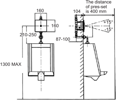A-8701-000-50 ฟลัชวาล์วแบบฝังผนังโถปัสสาวะชาย รุ่น EURO DC
