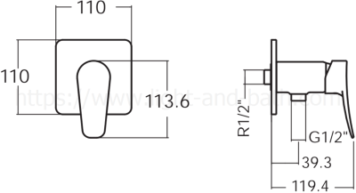 FFAS0926-7T2500BT0 ก๊อกน้ำเย็นยืนอาบ แบบติดผนัง รุ่น MILANO MONO