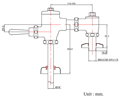 UF-50 ฟลัชวาล์วโถปัสสาวะชาย